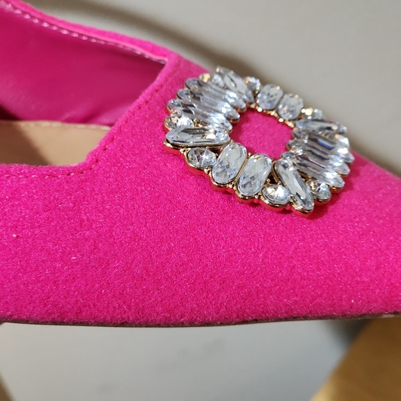 NIB Hot Pink Kitten Sling Back heel with sparkly buckle on top Size 9M EU 40.5 - Picture 9 of 13